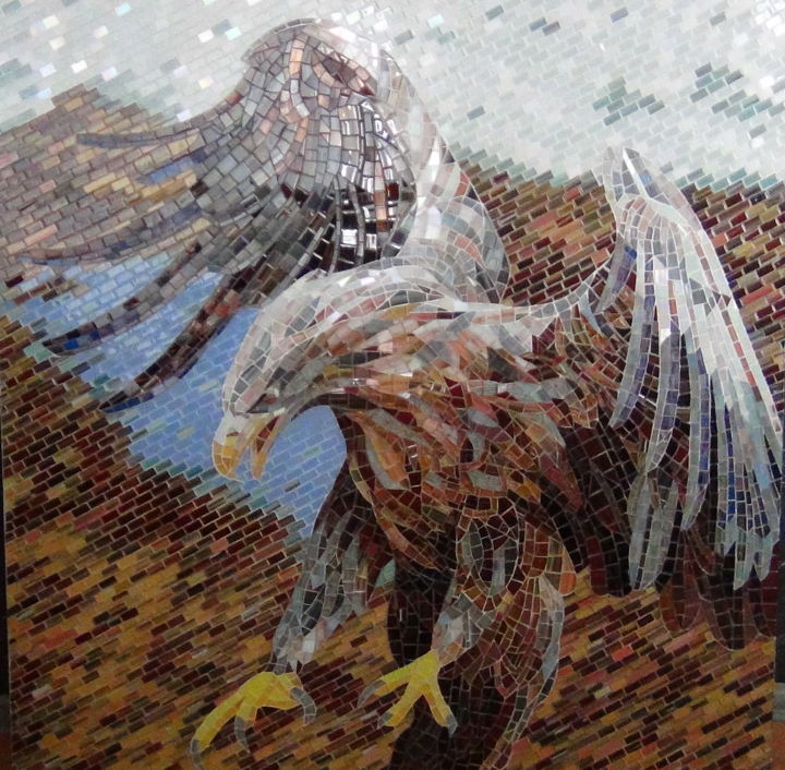 Sculpture titled "Орел - mosaic" by Svetlana Lepkova, Original Artwork, Glass
