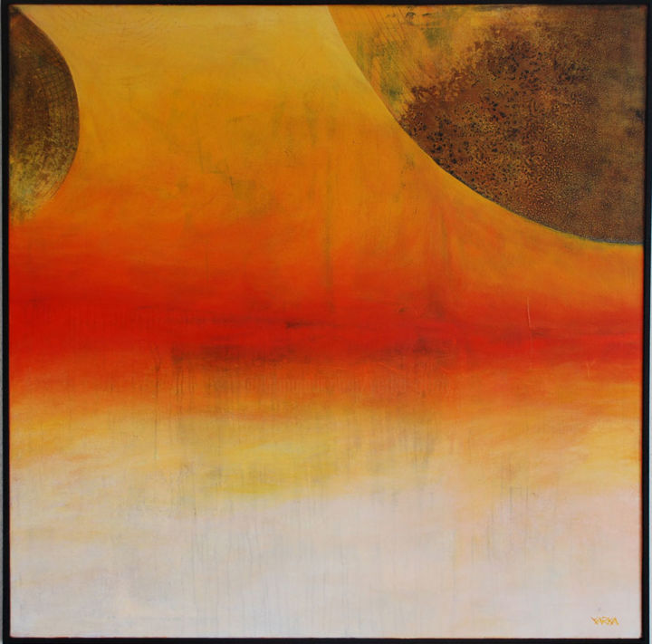 Painting titled "deux-planètes- yark…" by Yarka Gumy, Original Artwork, Oil
