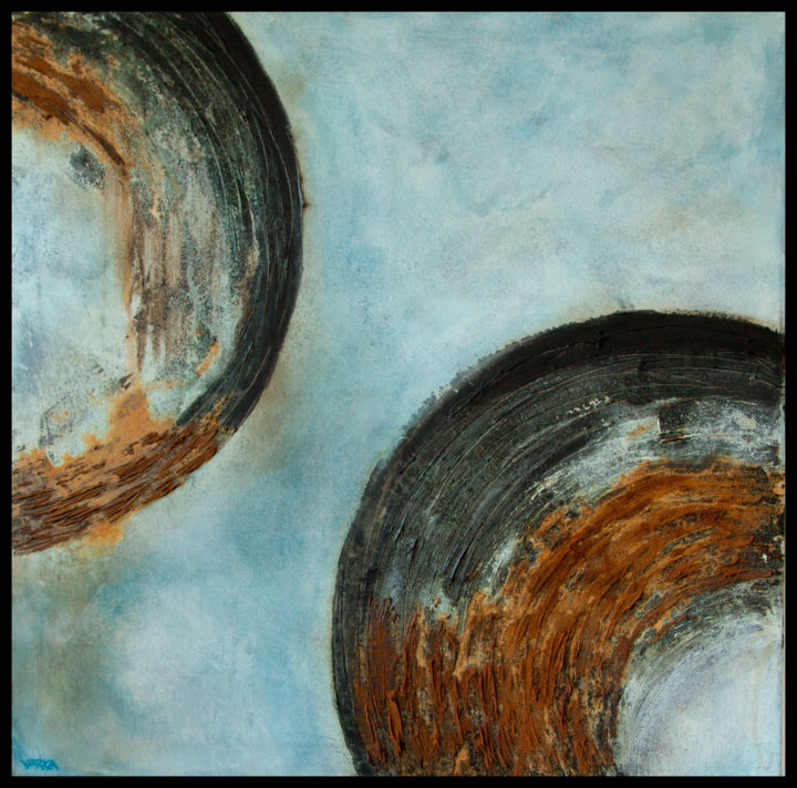 Картина под названием "deux-cercles-hd-70x…" - Yarka Gumy, Подлинное произведение искусства, Акрил