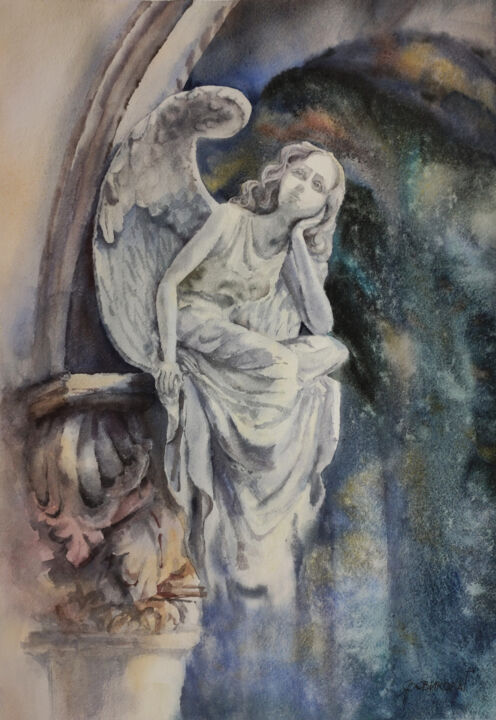 Peinture intitulée "Angel" par Galina Yarovikova, Œuvre d'art originale, Aquarelle