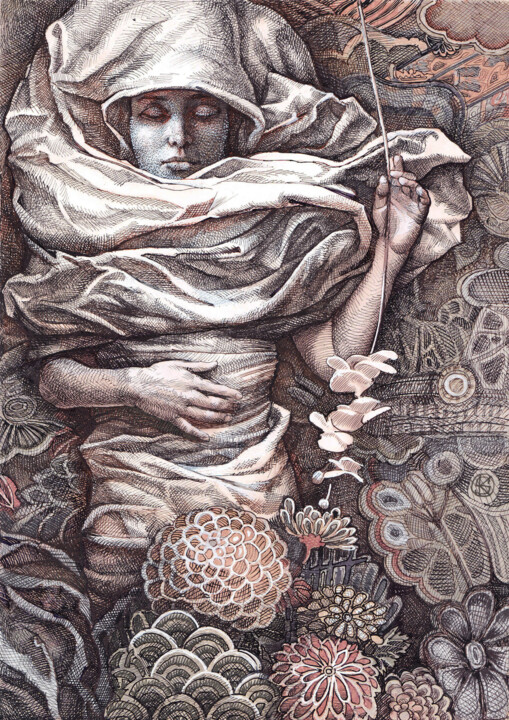 Zeichnungen mit dem Titel "The child's dreams 1" von Yaroslav Kurbanov, Original-Kunstwerk, Marker