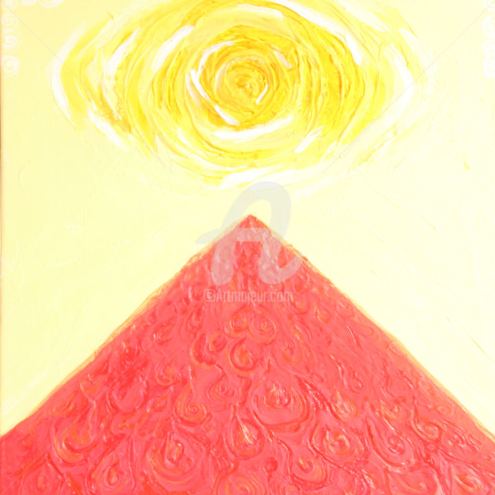 Картина под названием "Красная горка." - Анна Мурр, Подлинное произведение искусства, Акрил