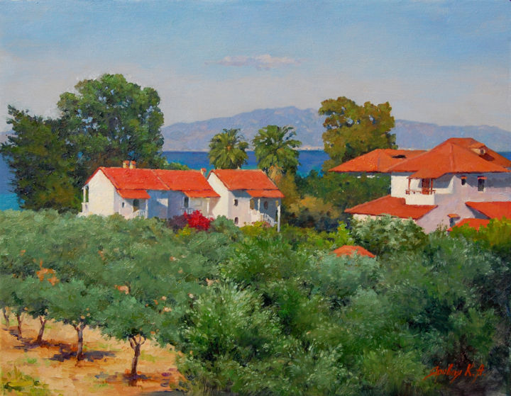 Painting titled "Polychrono olive gr…" by Ksenia Yarovaya, Original Artwork, Oil