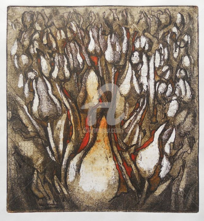 Gravures & estampes intitulée "Metamorphosis" par Yasemin Sarı Bayer, Œuvre d'art originale, Gravure