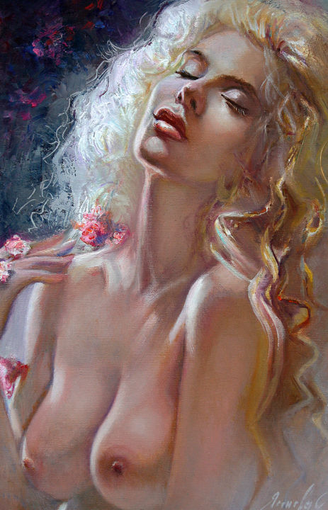 Painting titled "Pink rain" by Yaseneva Svetlana, Original Artwork, Oil