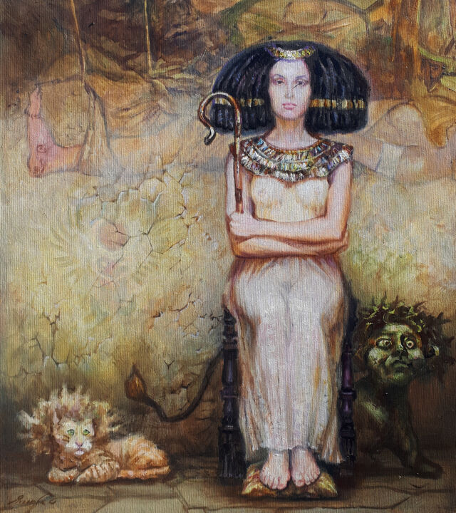 Картина под названием "Nefertiti and her p…" - Yaseneva Svetlana, Подлинное произведение искусства, Масло