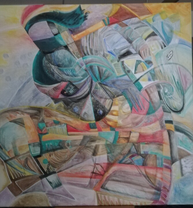 Pittura intitolato "The knight of the l…" da Yasmina Naessens, Opera d'arte originale, Acrilico