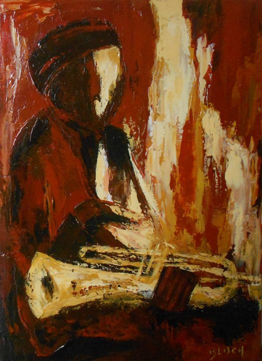 Peinture intitulée "LE TROMPETTISTE" par Bloch, Œuvre d'art originale, Acrylique