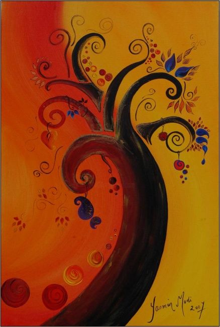 Painting titled "Jhar Festival" by Yasmin Modi, Original Artwork