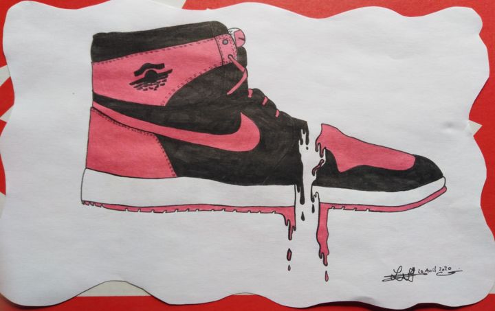 Dessin Air Jordan 1 Og Bred 1985, Drawing by Heel