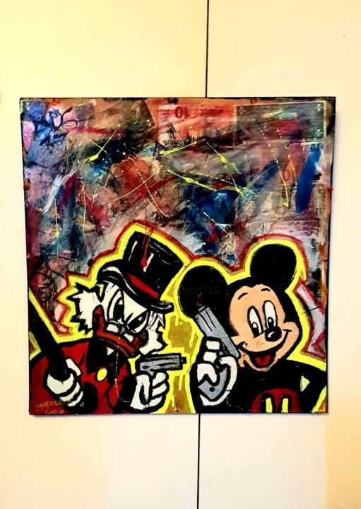 Peinture intitulée "Disneygang" par Yassine Bdg, Œuvre d'art originale, Acrylique