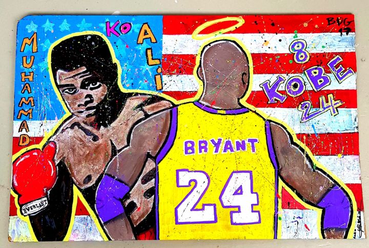 Painting titled "Muhammad Ali & Kobe…" by Yassine Bdg, Original Artwork, Acrylic