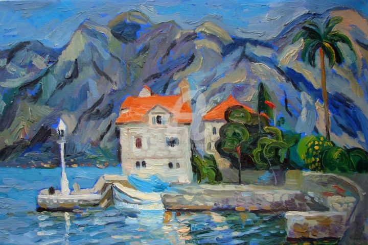 Malerei mit dem Titel "KOTOR BAY IN MONTEN…" von Nataliya Yatel, Original-Kunstwerk, Öl