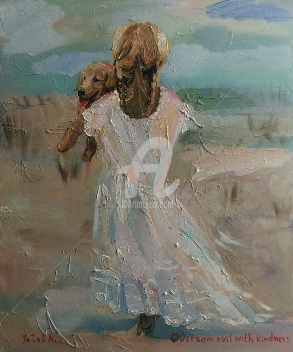 Painting titled "Overcome evil with…" by Nataliya Yatel, Original Artwork, Oil