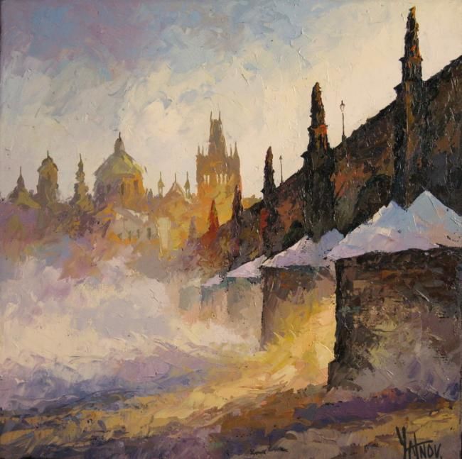 Картина под названием "Charles Bridge" - Sergey Yatnov, Подлинное произведение искусства