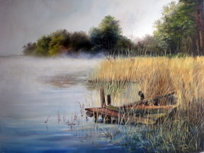 Pintura titulada "Утренний туман" por Yavorivskiy Alexander, Obra de arte original, Oleo
