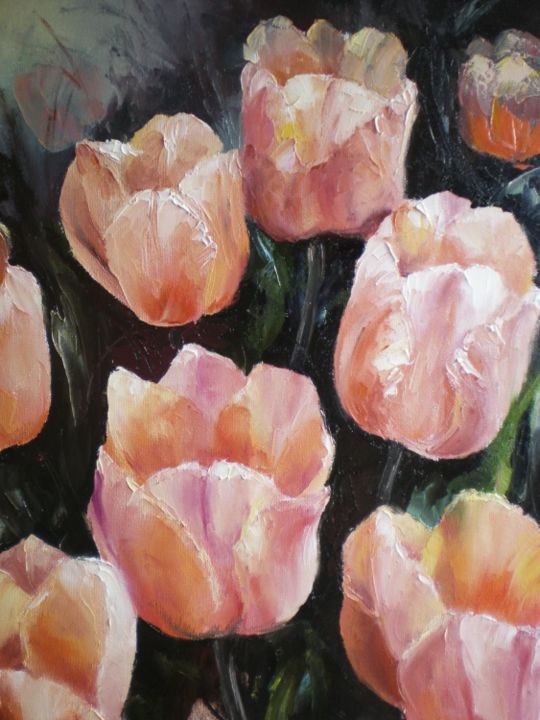 绘画 标题为“Абрикосовые тюльпаны” 由Yavorivskiy Alexander, 原创艺术品, 油