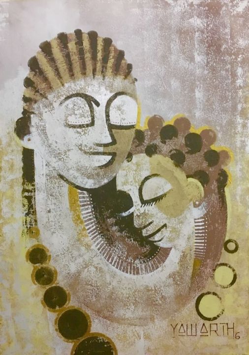 Painting titled "Mother and Child" by Yawarth, Original Artwork, Acrylic