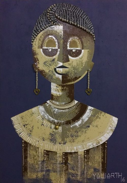 Painting titled "Ohemaa (Queen)" by Yawarth, Original Artwork, Acrylic