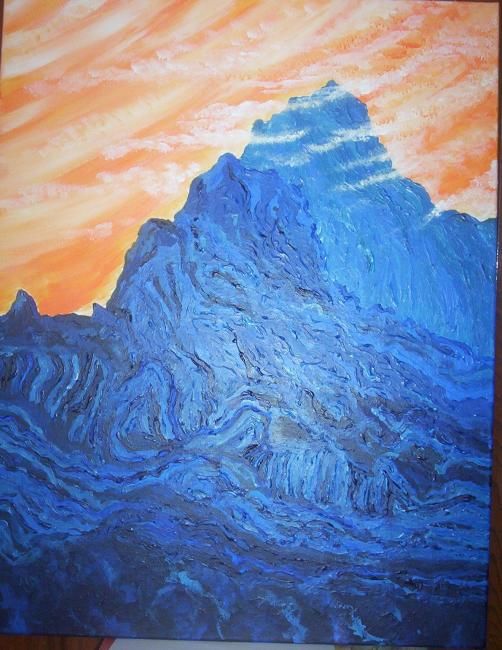 Peinture intitulée "Le Mont Bleu" par Star Ship, Œuvre d'art originale