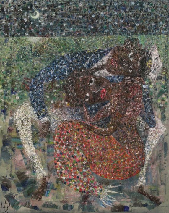 Painting titled "old black joe and j…" by Yaz Yamaguchi, Original Art, Oil