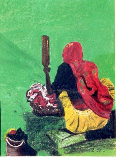 Peinture intitulée "La batteuse" par Ycrina, Œuvre d'art originale