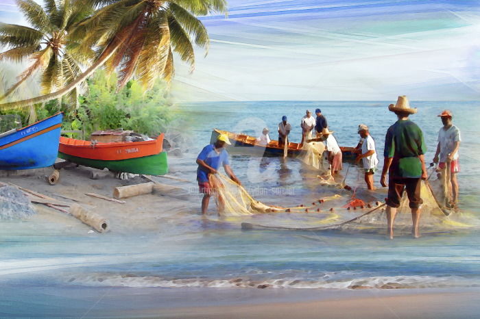 Arts numériques intitulée "Antilles reproducti…" par Ydan Sarciat, Œuvre d'art originale, Peinture numérique