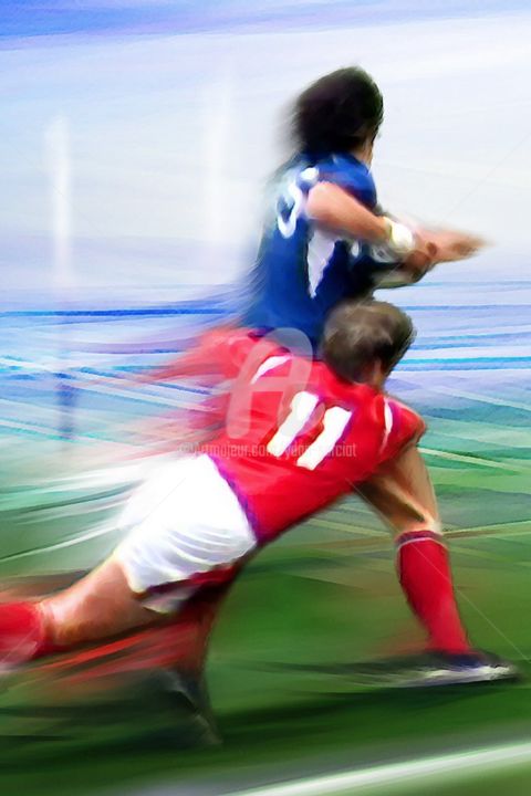 Arts numériques intitulée "Rugby plaquage repr…" par Ydan Sarciat, Œuvre d'art originale, Peinture numérique