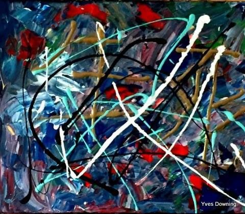 Painting titled "Nuit de rêves" by Yves Downing, Original Artwork, Acrylic Mounted on Wood Stretcher frame