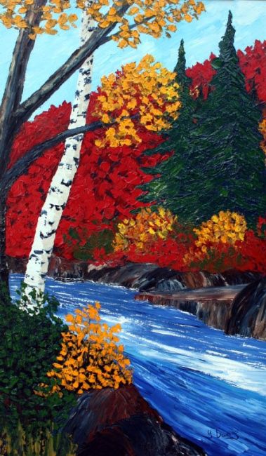 Peinture intitulée "Rêve d'automne" par Yves Downing, Œuvre d'art originale, Acrylique Monté sur Châssis en bois