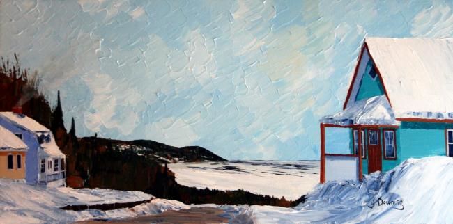 Peinture intitulée "La côte Bellevue à…" par Yves Downing, Œuvre d'art originale, Acrylique Monté sur Châssis en bois