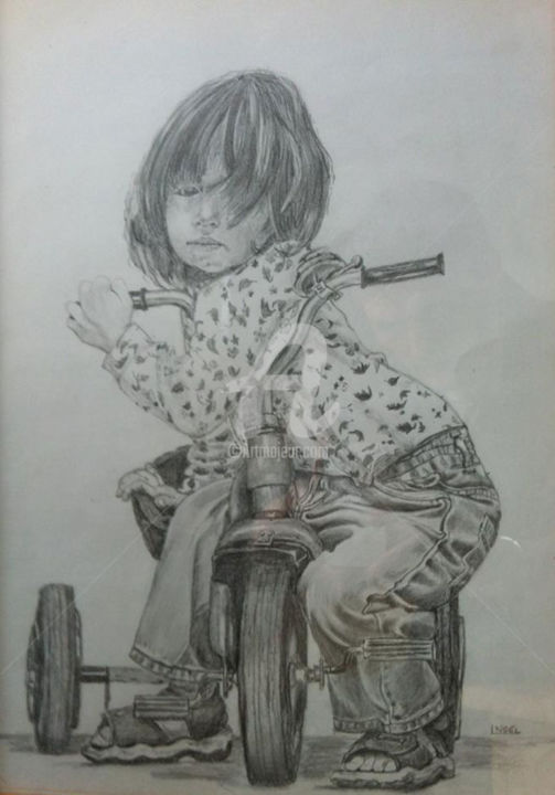 Drawing titled "Petite Fille" by Dessinludo, Original Artwork, Graphite