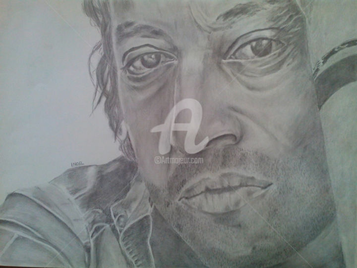 Drawing titled "Serge Gainsbourg" by Dessinludo, Original Artwork, Graphite