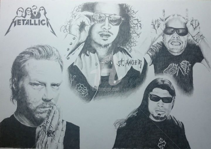 Drawing titled "Metallica" by Dessinludo, Original Artwork, Graphite
