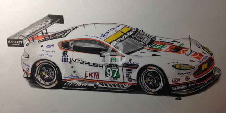 Drawing titled "Aston Martin" by Dessinludo, Original Artwork, Marker