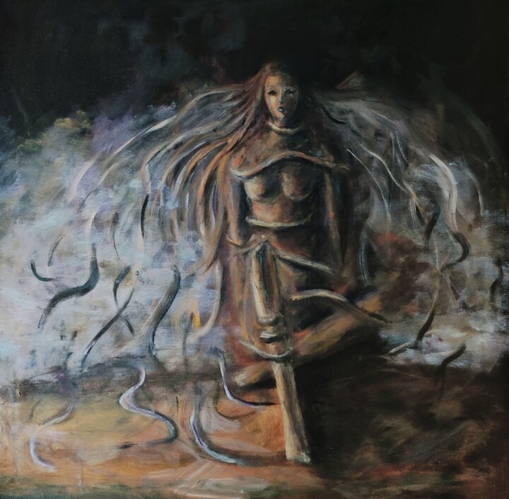 Painting titled "Gorgona" by Yehor Bulbak, Original Artwork, Oil