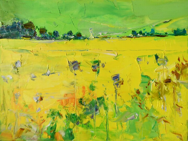 Painting titled "" Field of sunflowe…" by Yehor Dulin, Original Artwork, Oil
