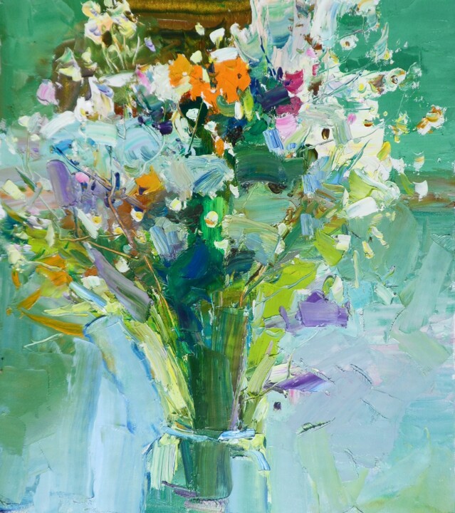 Painting titled "Wildflowers" by Yehor Dulin, Original Artwork, Oil