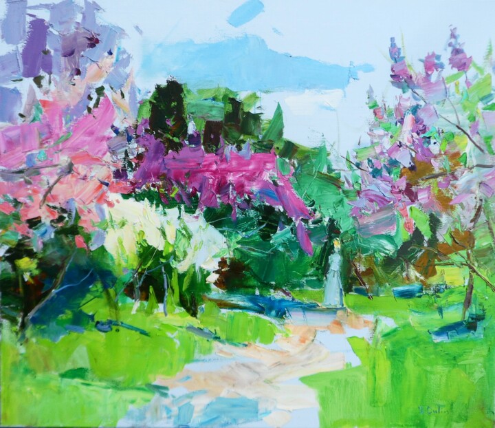 Painting titled "My garden" by Yehor Dulin, Original Artwork, Oil