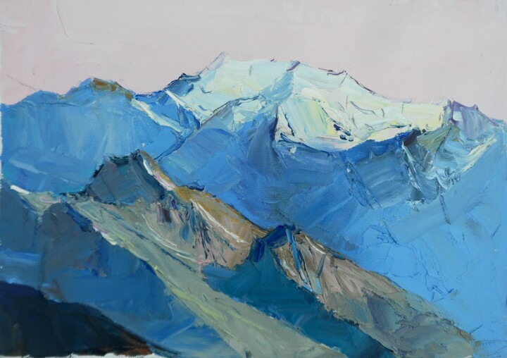 Schilderij getiteld "Winter mountains pa…" door Yehor Dulin, Origineel Kunstwerk, Olie
