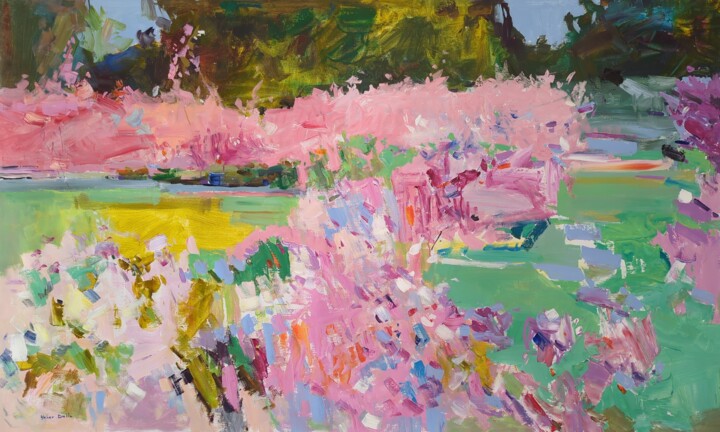 Peinture intitulée "My spring garden" par Yehor Dulin, Œuvre d'art originale, Huile