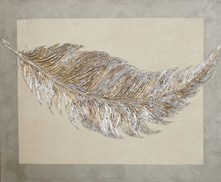 「Silver feather」というタイトルの絵画 Елена Ивченкоによって, オリジナルのアートワーク, アクリル