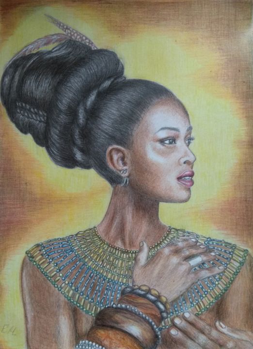 Σχέδιο με τίτλο "Красота по-африканс…" από Елена Масур, Αυθεντικά έργα τέχνης, Μολύβι