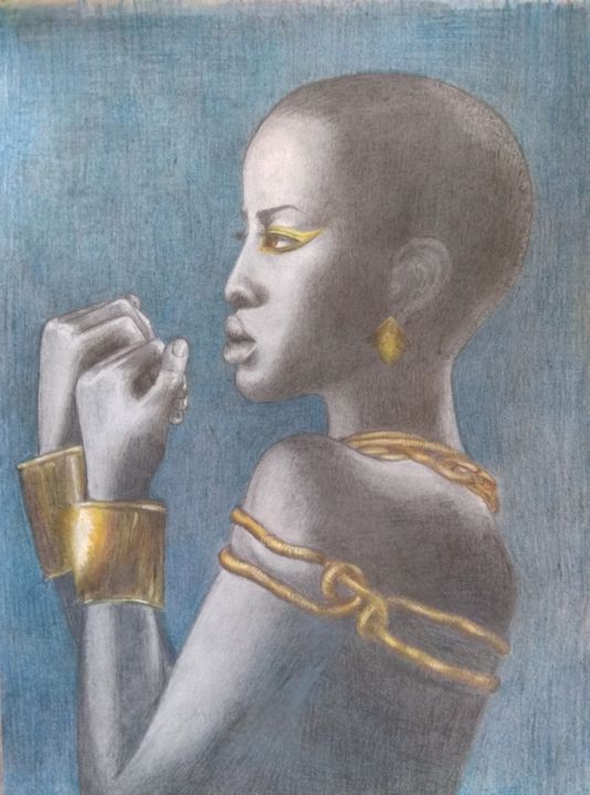 Рисунок под названием "Золотые оковы" - Елена Масур, Подлинное произведение искусства, Карандаш