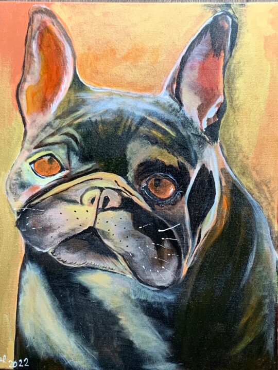 Peinture intitulée "Male Bulldog" par Yelena Mazour-Matusevich, Œuvre d'art originale, Acrylique