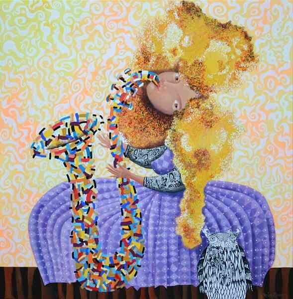 Pintura titulada "Dreamtime jazz" por Yelena Revis, Obra de arte original, Acrílico Montado en Bastidor de camilla de madera