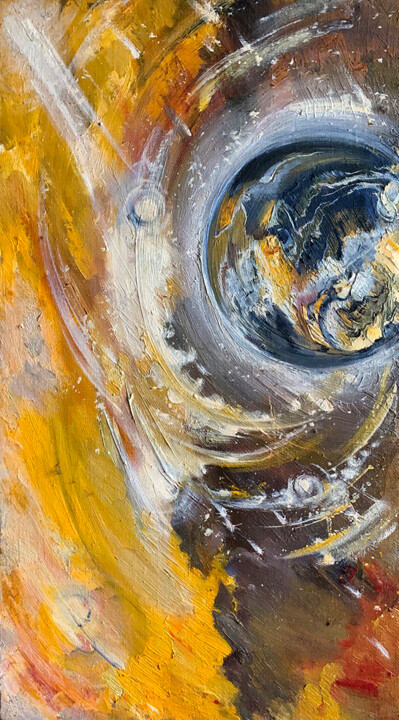 Painting titled "Space" by Yelena Rybalkina, Original Artwork, Oil Mounted on Wood Stretcher frame