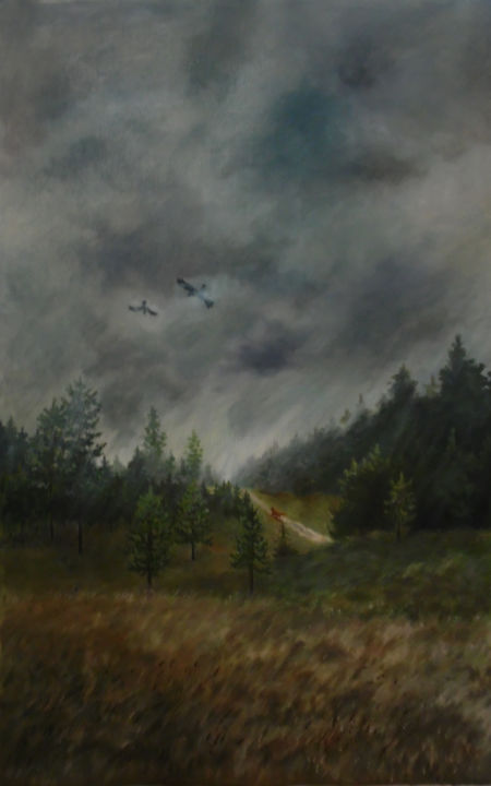 Painting titled "Before the storm" by Yelena Vyazemskaya, Original Artwork, Oil