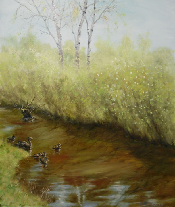 Картина под названием "Spring came" - Yelena Vyazemskaya, Подлинное произведение искусства, Масло