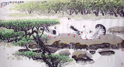 Painting titled "《两岸春风今又绿》" by Ye Liu, Original Artwork, Oil